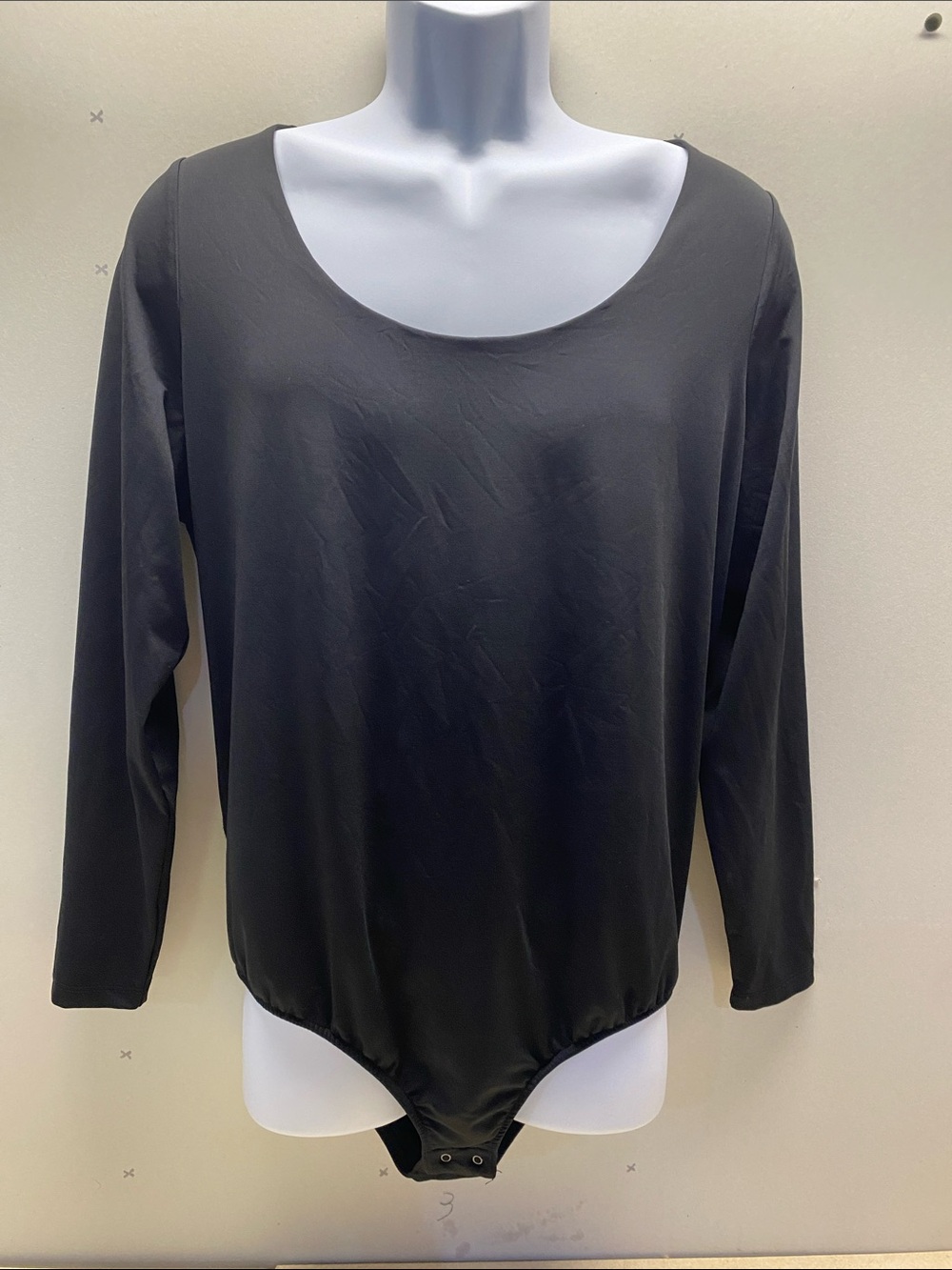 Lane Bryant Black Long Sleeve Scoop Neck Bodysuit